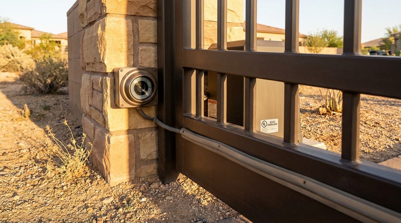 Gate safety sensors and entrapment-protection devices on an automated gate